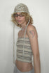 SUMMER KNIT BORDER TUBE TOP -BROWN MIX-